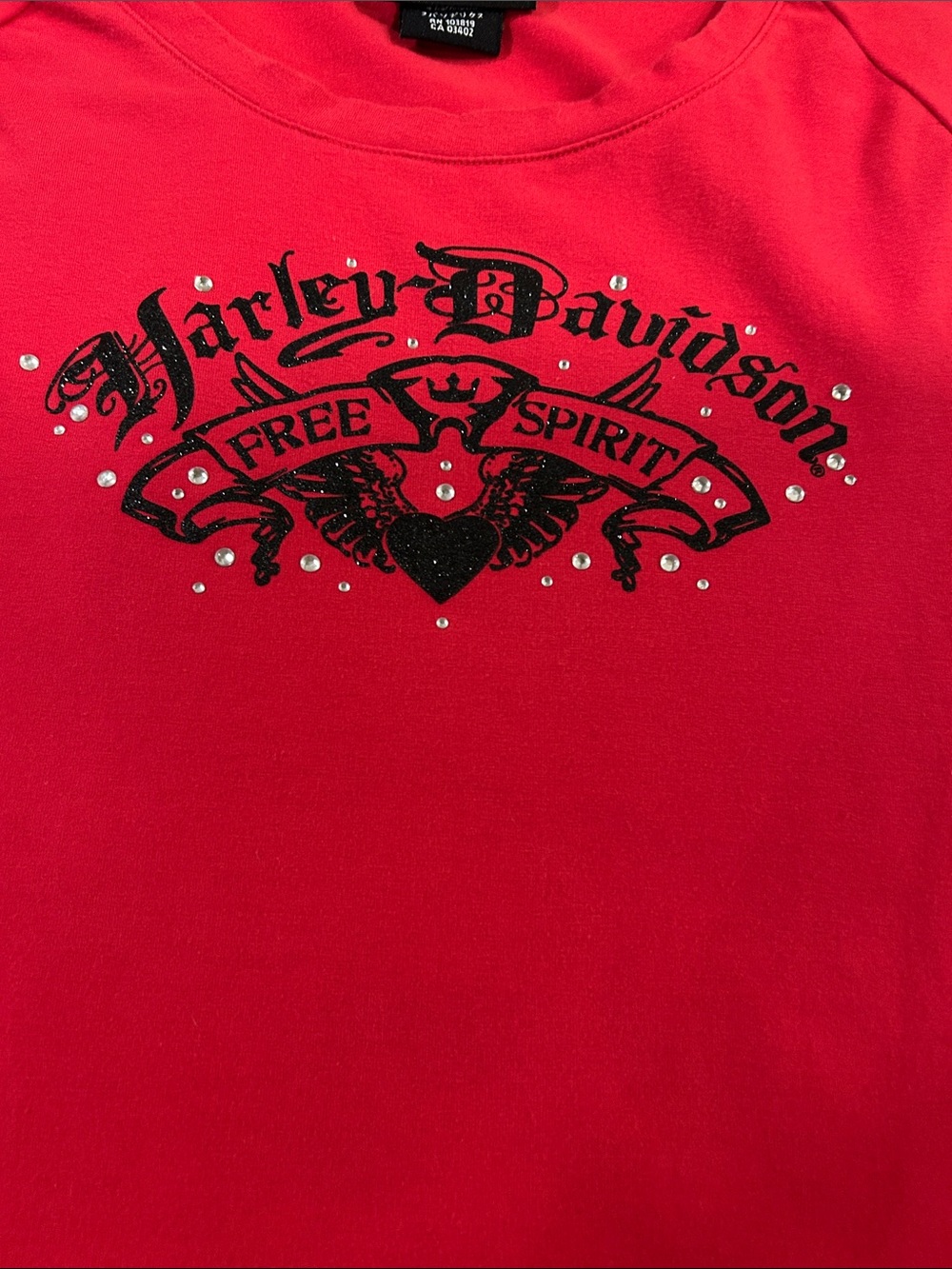 Vintage Harley-Davidson Red Short Sleeve Side-Lace Graphic Tee - Picture 5 of 14
